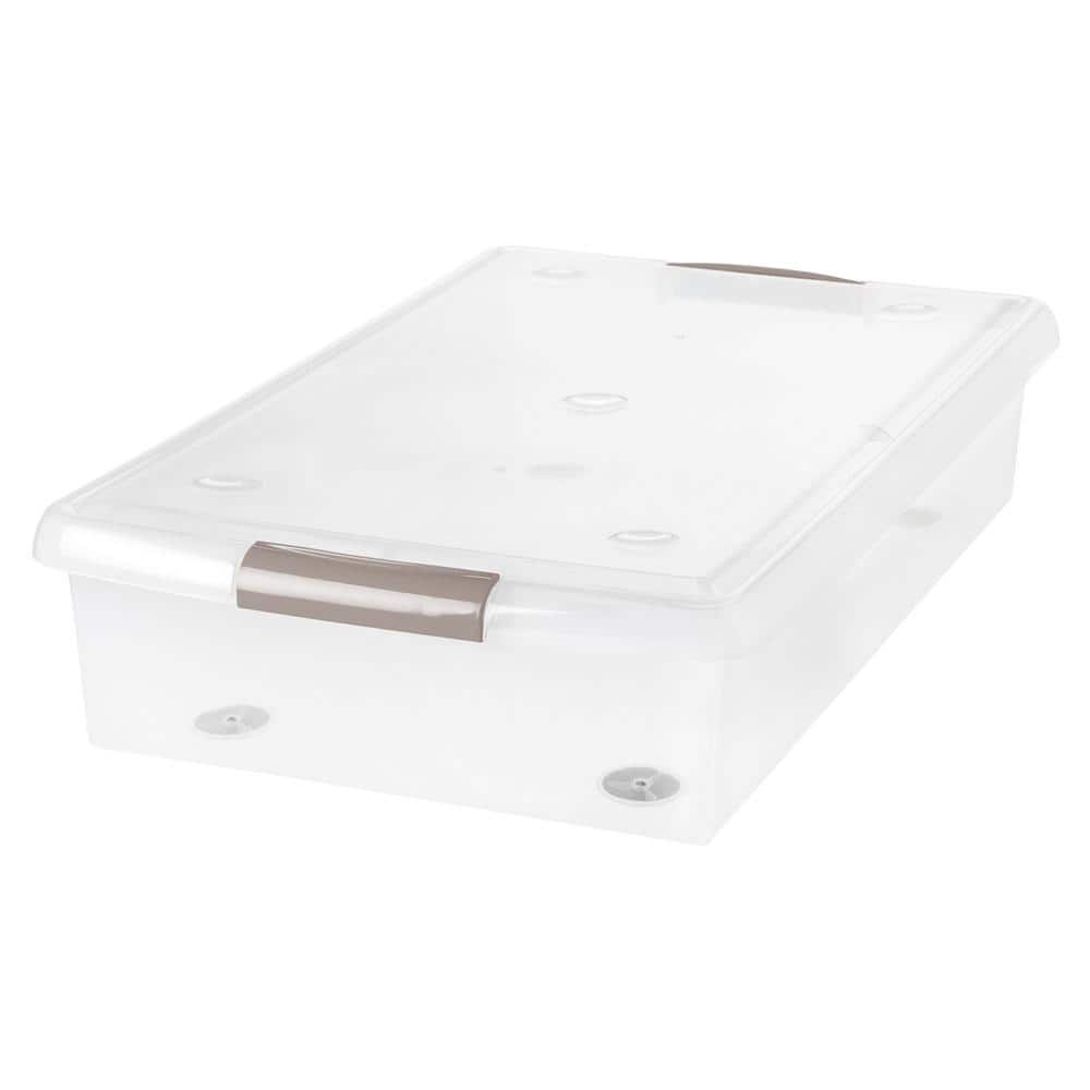 40-Qt. Underbed Store and Slide Storage Box in Clear Tan Handle - Hercitys