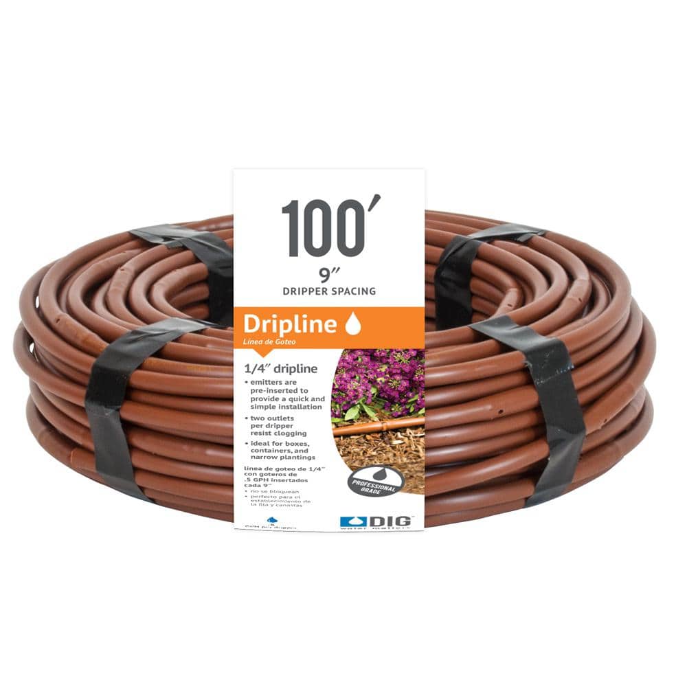 1/4 in. x 100 ft. Dripline with 9 in. Emitter Spacing - Hercitys