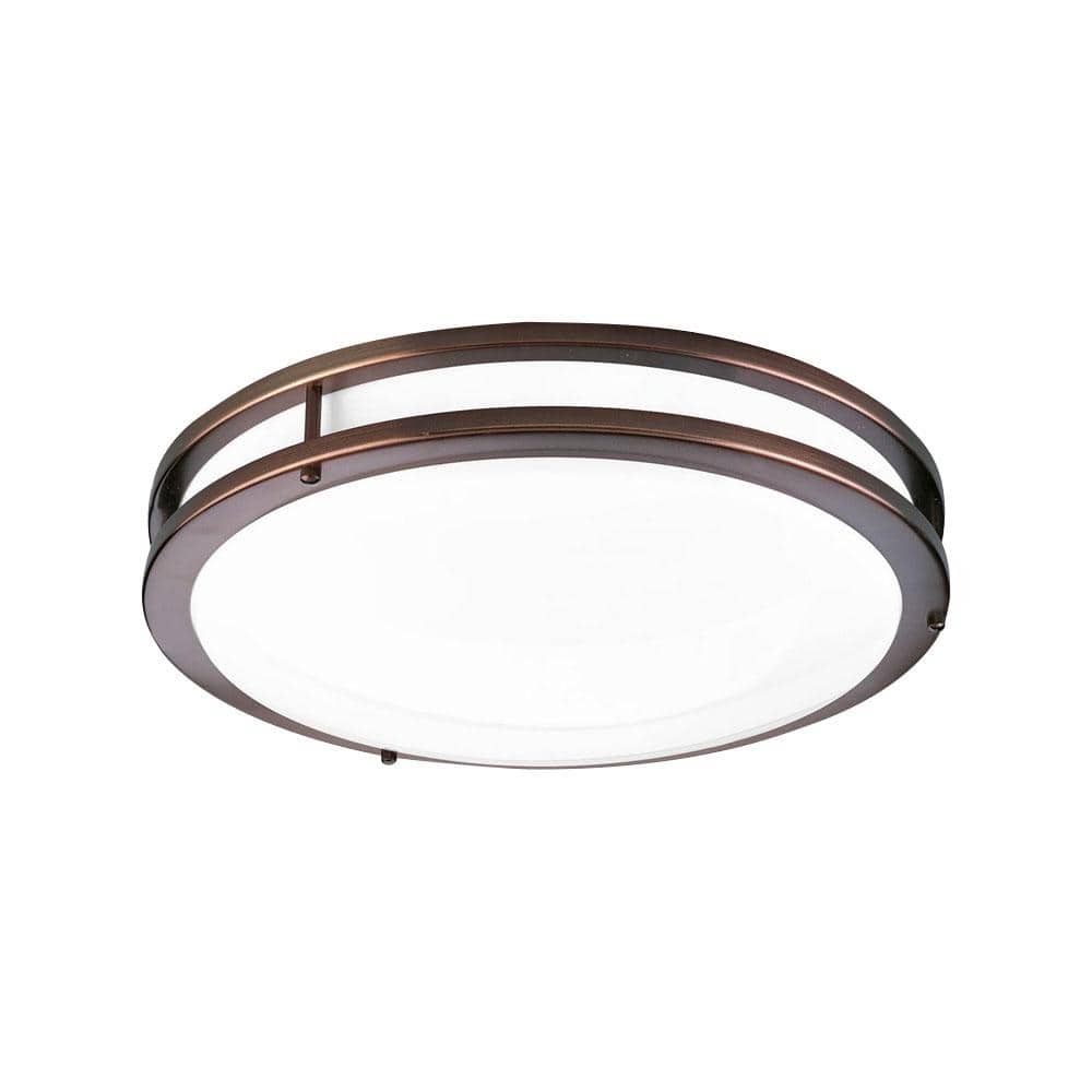 14 in. CTC COMM Collection 23 -Watt Urban Bronze Integrated LED Flush Mount - Hercitys