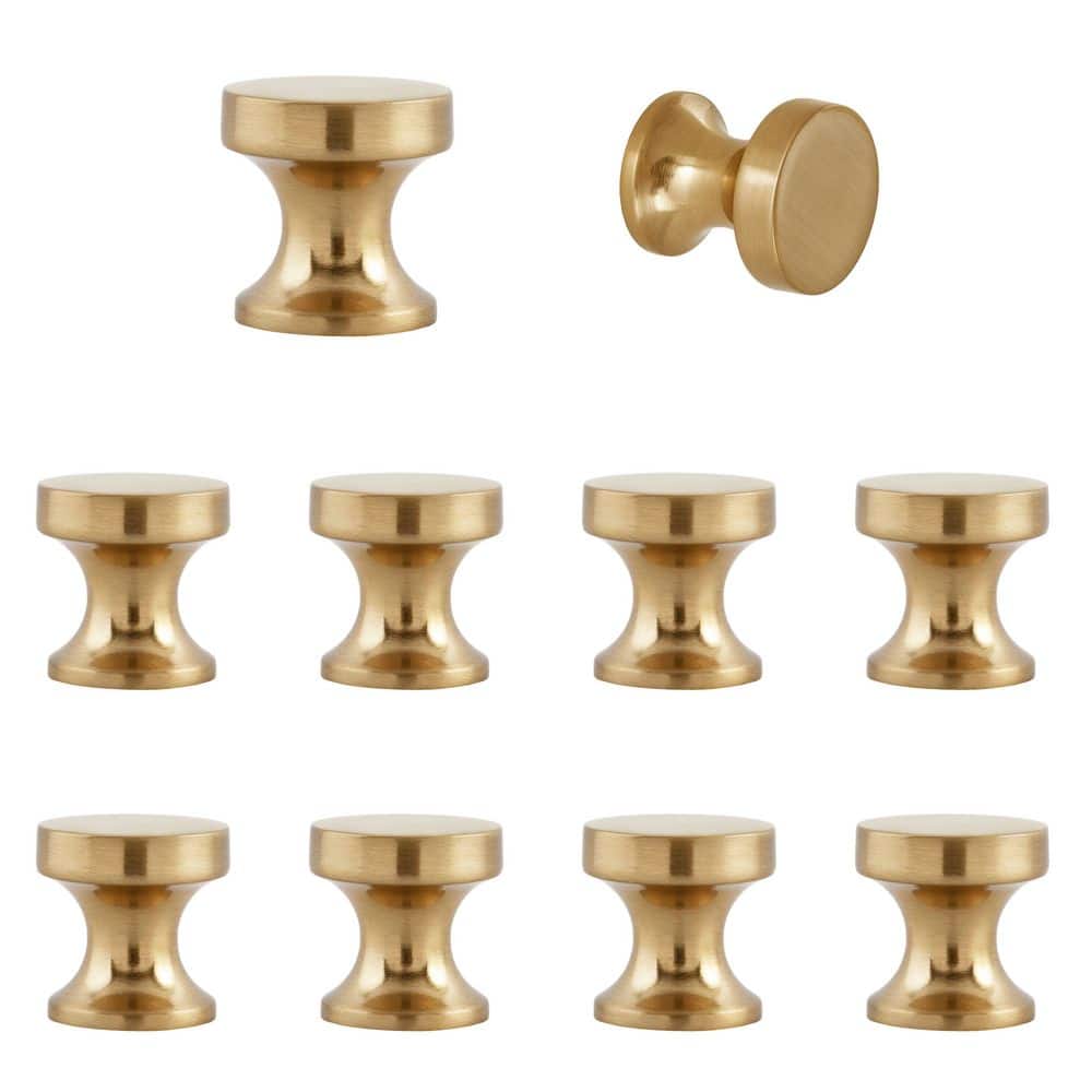 10-Pack High Desert 1 in. (25 mm) Classic Satin Brass Round Cabinet Knob - Hercitys