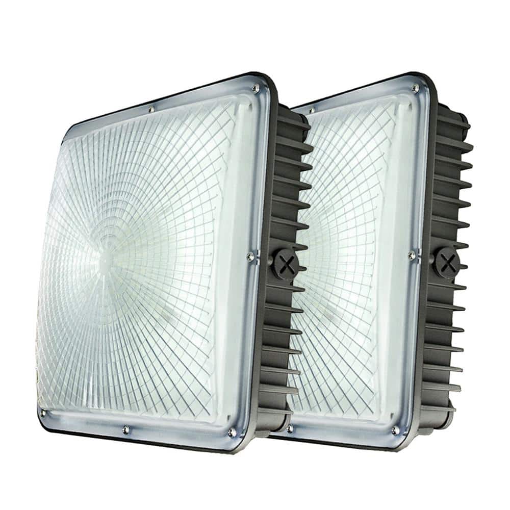 300-Watt Equivalent Integrated LED Outdoor Security Light, 8400 Lumens, Canopy Light and Area Light (2-Pack) - Hercitys