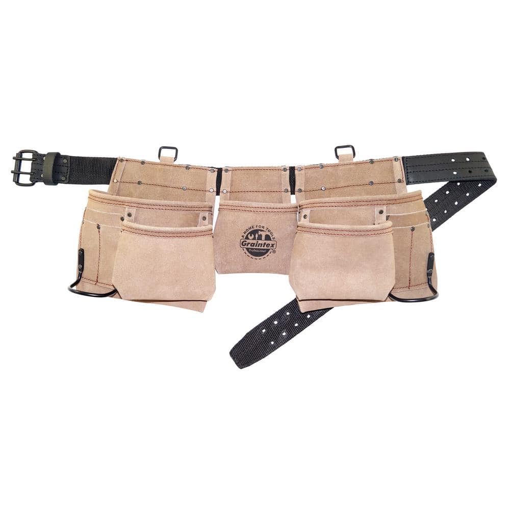 11-Pocket Suede Leather Tool Apron in Beige - Hercitys