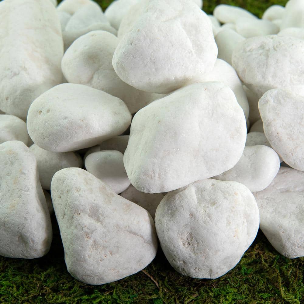 0.25 cu. ft. 2 in. to 3 in. Porcelain White Rock Pebbles for Potted Plants, Gardening and Succulents - Hercitys