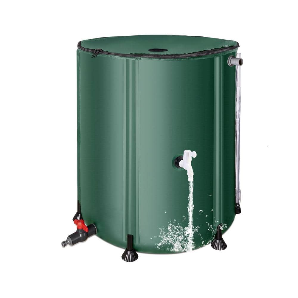 53 gal. Green Rain Barrel Water Collection System PVC with Filter, Spigots and Overflow Kit (1-Pack) - Hercitys