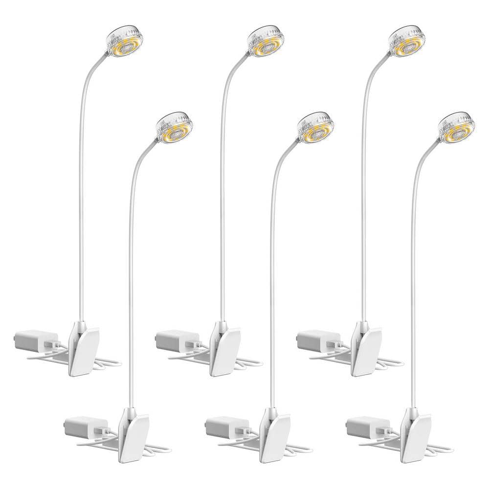5-Watt White Clip LED Grow Light 4000K Daylight for Indoor Plants, Full Spectrum, 4-Level Dimmable Auto On/Off, 6-Pack - Hercitys