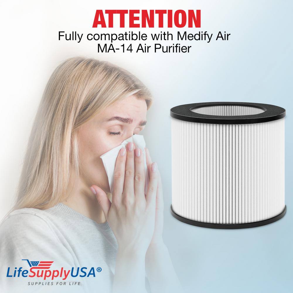 2-in-1 True HEPA Air Cleaner Replacement Filter plus Pre-Filter Compatible with Medify Air MA-14 Air Purifiers - Hercitys