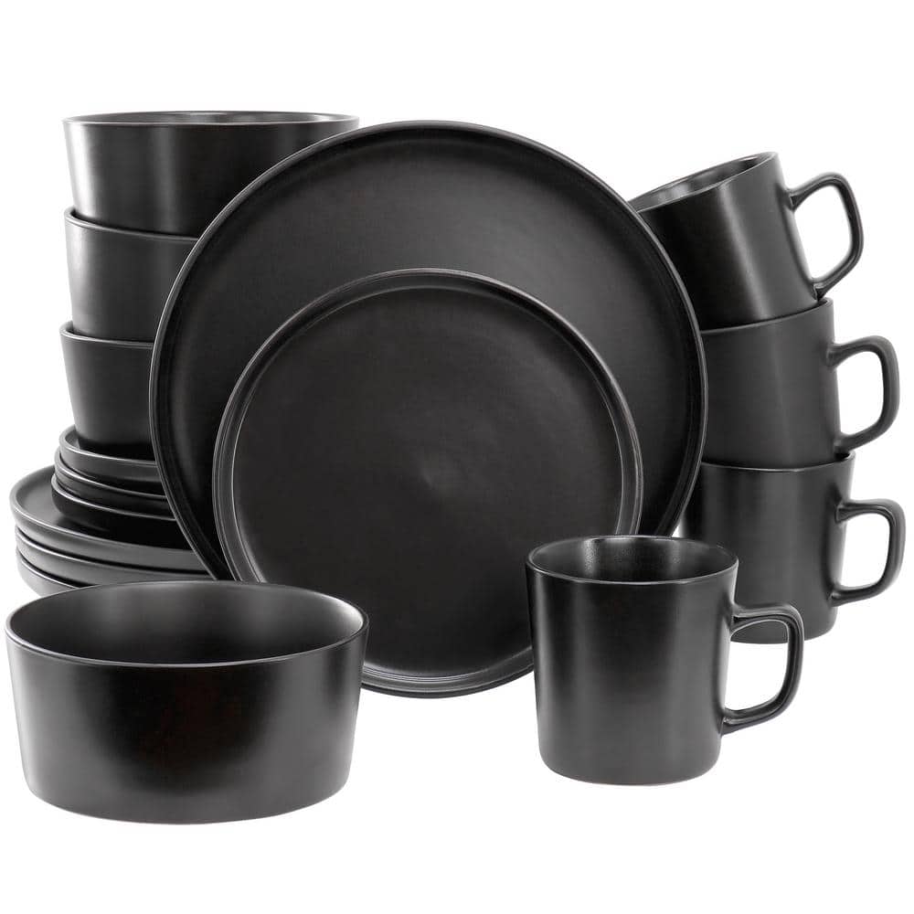 16-Piece Lux Matte Black Dinnerware Set - Hercitys