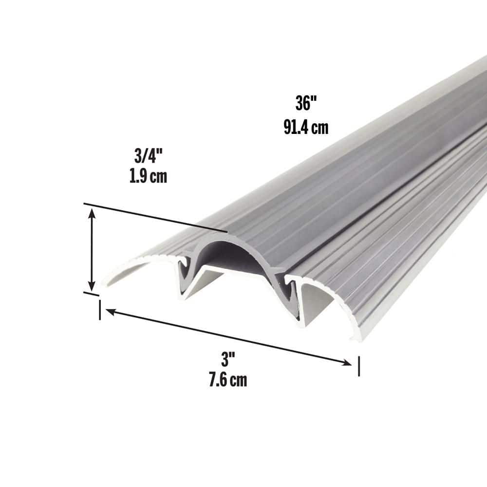 3 in. x 36 in. Silver Aluminum and Vinyl Economy Low-Profile Door Weatherstripping Threshold - Hercitys