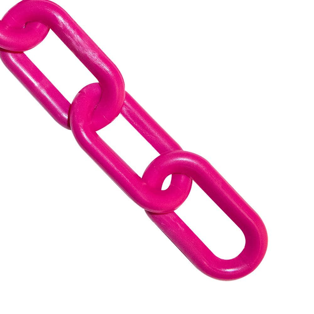 2 in. (#8 in. to 51 mm) x 25 ft. Safety Pink Plastic Chain - Hercitys