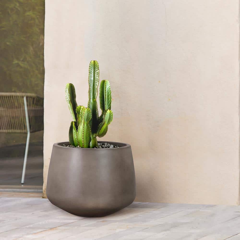 11 in. Tall Amethyst Concrete Indoor or Outdoor Planter in Grey - Hercitys