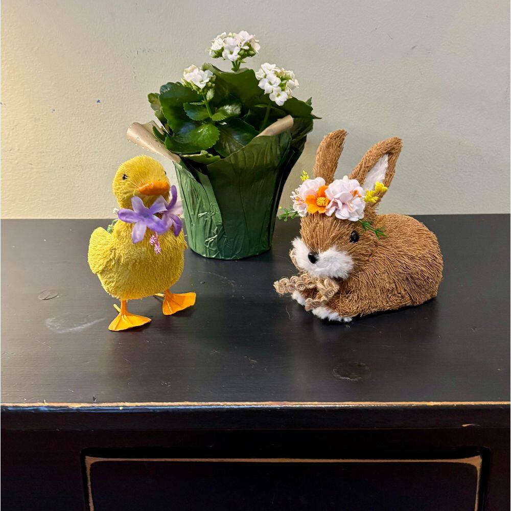 5 in Easter Tabletop Sisal Yellow Duck, Set of 2 - Hercitys