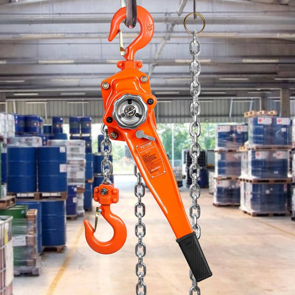1-1/2 Ton Manual Lever Chain Hoist 20 ft. Lever Hoist with Weston Double-Pawl Brake for Garage, Factory, Dock - Hercitys