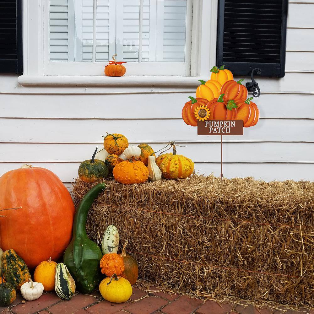 42 in. H Fall Metal Pumpkins Stack Yard Stake - Hercitys