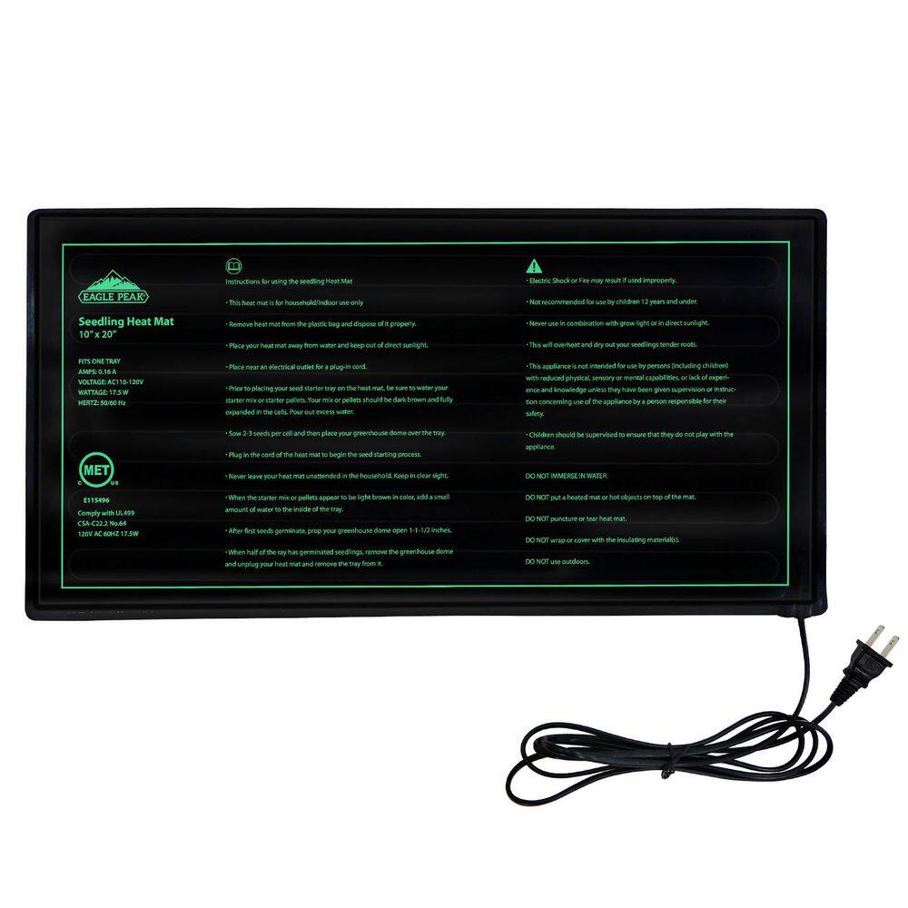 10 in. x 20 in. Durable Waterproof Seedling Heat Mat - Hercitys