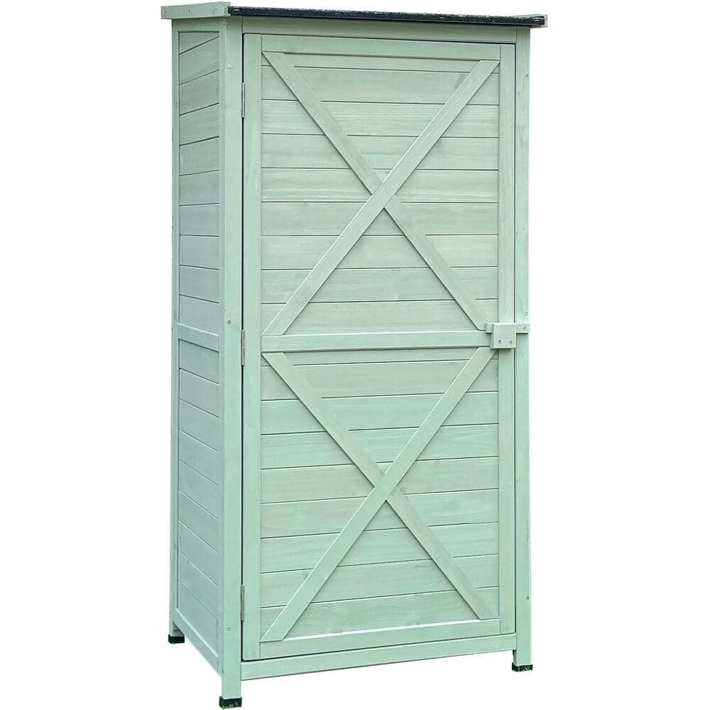 1.7 ft. x 4.7 ft. Wooden Storage Shed with Shelves in Green - Hercitys