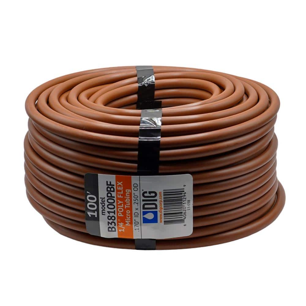 1/4 in. x 100 ft. Poly Flex Micro Tubing Roll, Brown - Hercitys