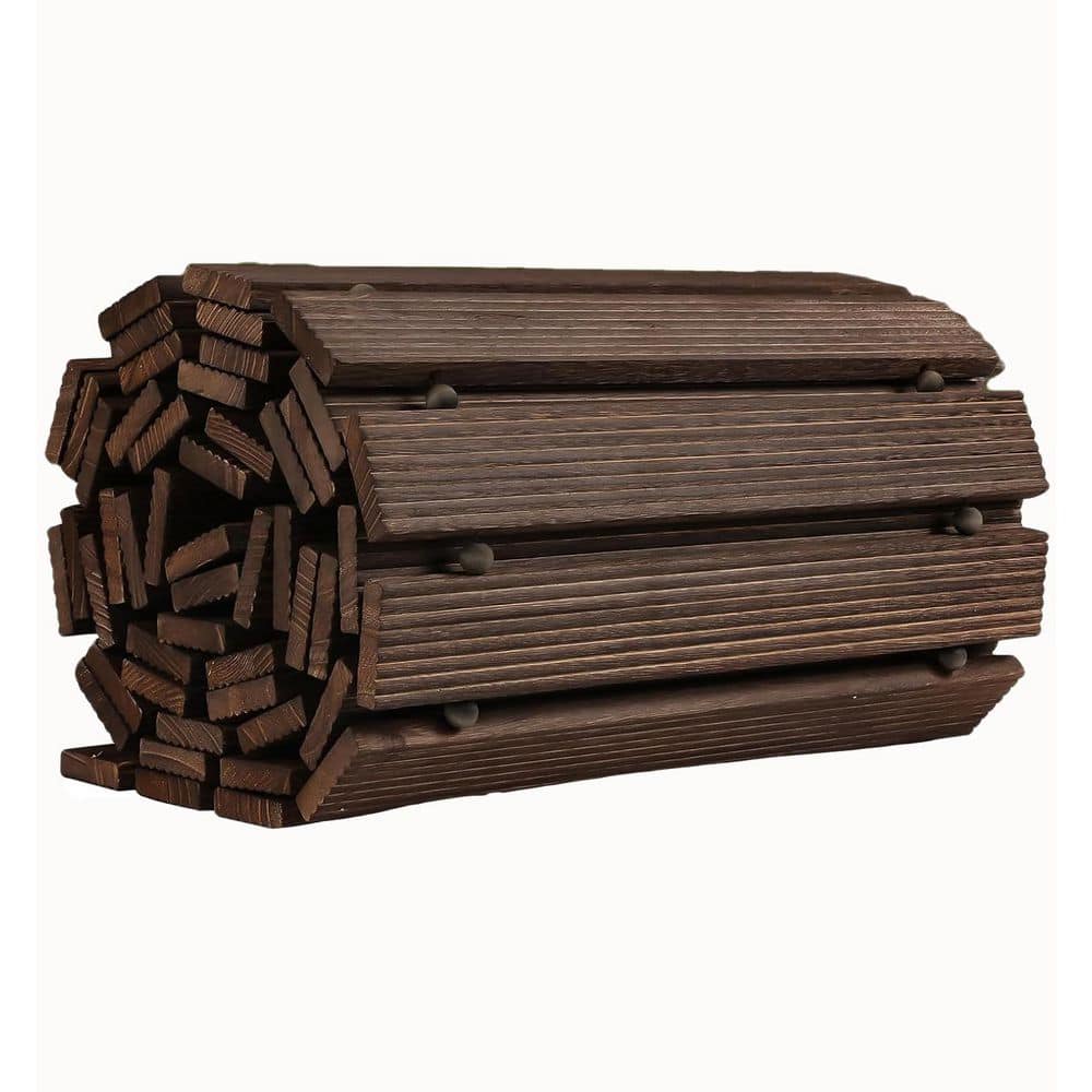 11.5 ft. Roll-Out Wooden Garden Pathway, Weather-Resistant and Non-Slip Patio Path, Brown - Hercitys