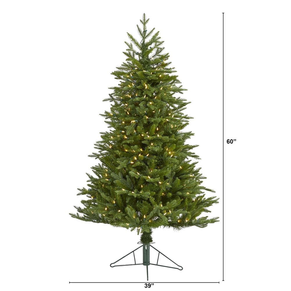 5 ft. Pre-lit Cambridge Fir Artificial Christmas Tree with 300 Clear Warm Multi-Function LED Lights - Hercitys