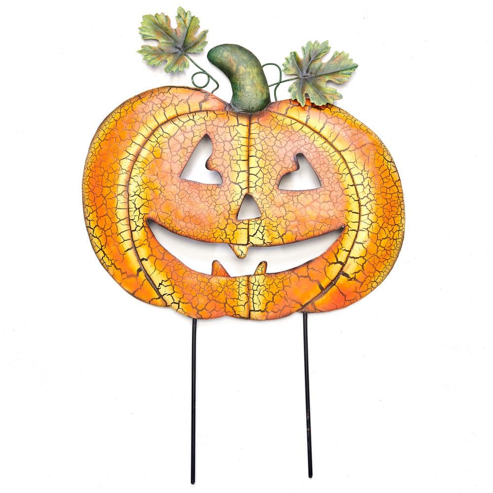22.5 in. Metal Halloween Harvest Pumpkin Outdoor Yard Stake - Hercitys