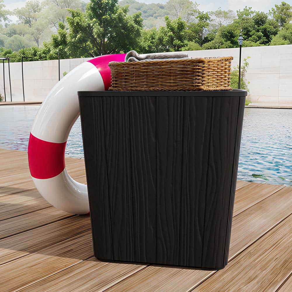 11.5 Gal. Outdoor Deck Box, Resin Rattan Coffee Table with Extra Storage, Black - Hercitys