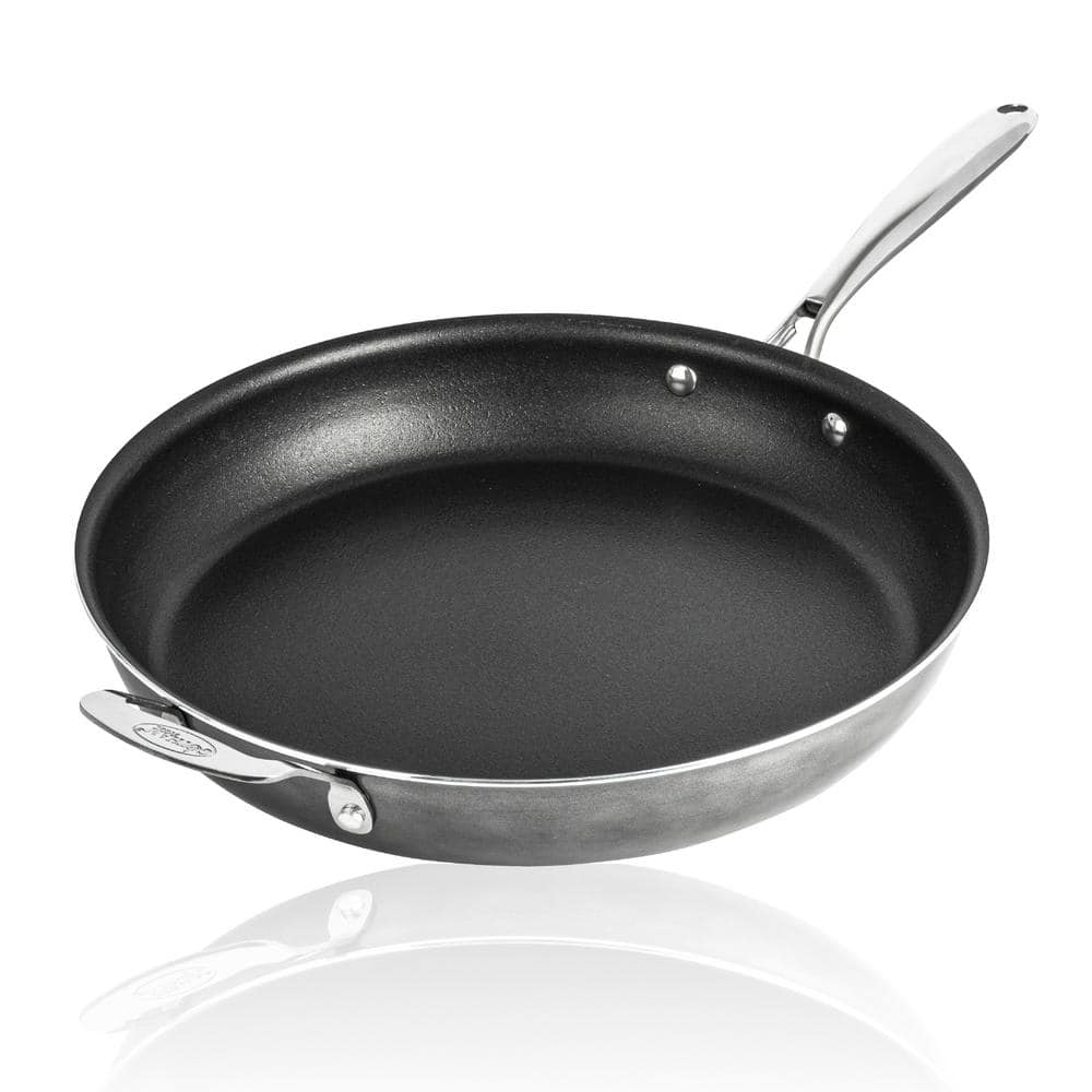 14 in. Aluminum Ultra-Durable Diamond Infused Family Skillet with Helper Handle - Hercitys