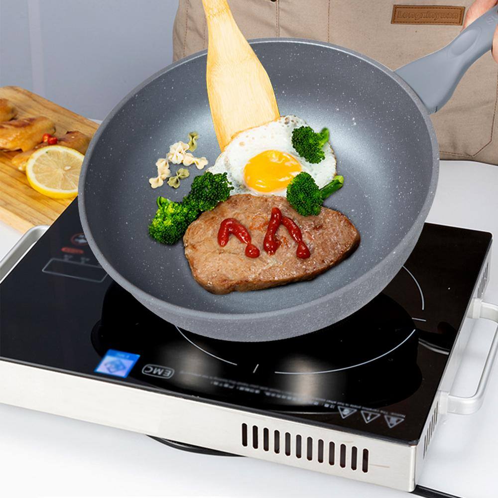 10 in. Marble Die-Cast Nonstick Induction Safe Wok Pan (26 cm) - Hercitys