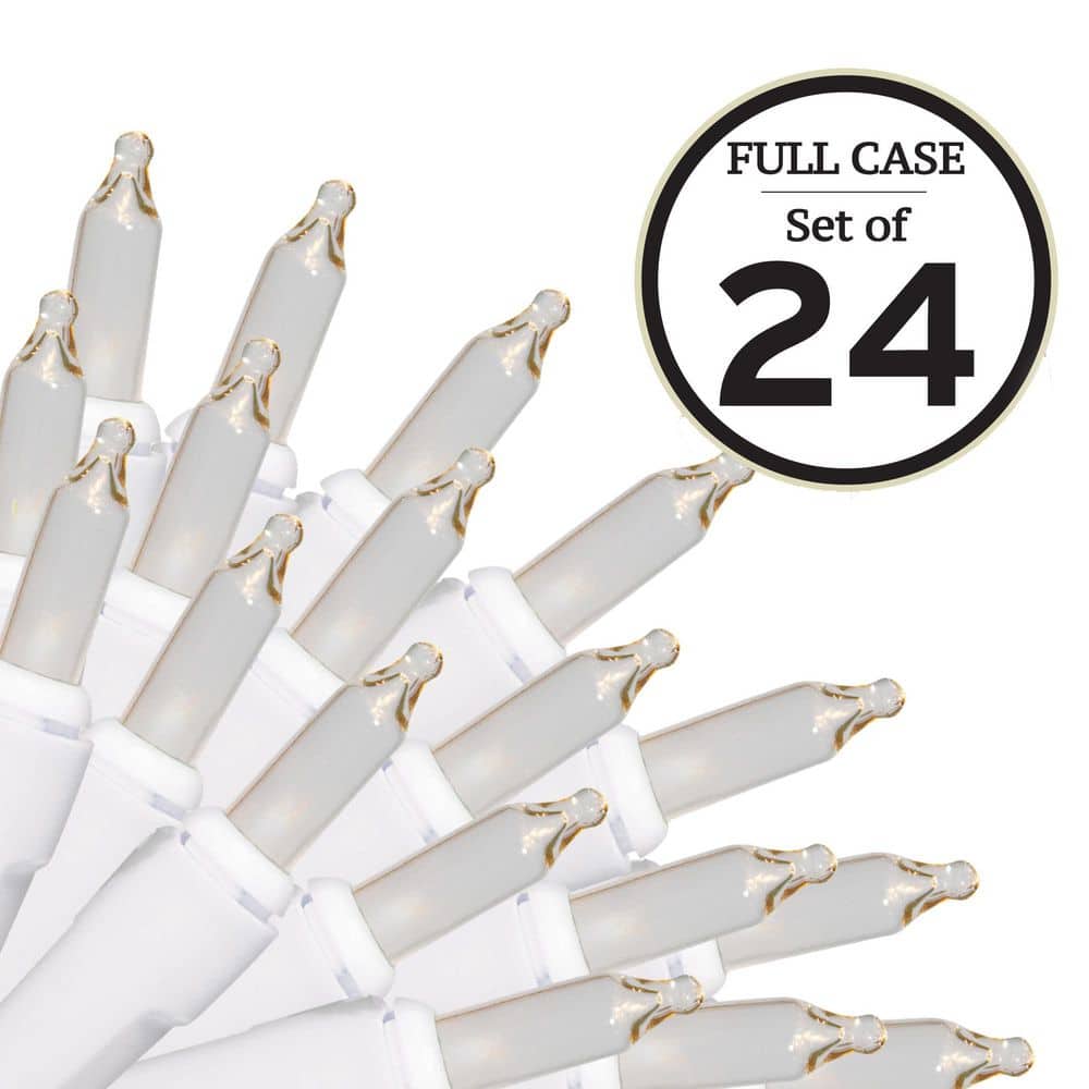 100-Light Clear With White Wire String to String Mini Light Set (Set of 24) - Hercitys