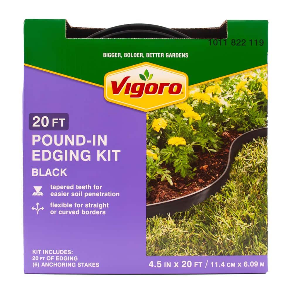 20 ft. L x 4.5 in. H Black Pound-In Edging Kit - Hercitys