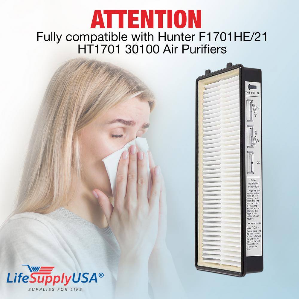 2-in-1 True HEPA Air Clean Replacement Filter Activated Carbon Charcoal Compatible with Hunter F1701HE/21 HT1701 30100 - Hercitys