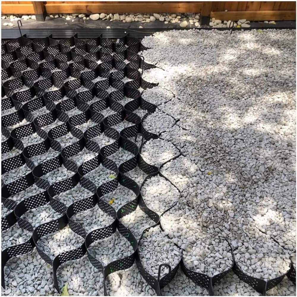 10 ft. x 16.5 ft. x 2 in. L Series Plastic Ground Geo Grid Driveway Ground Pavers Geocell, with 12 J Steel Rebar - Hercitys