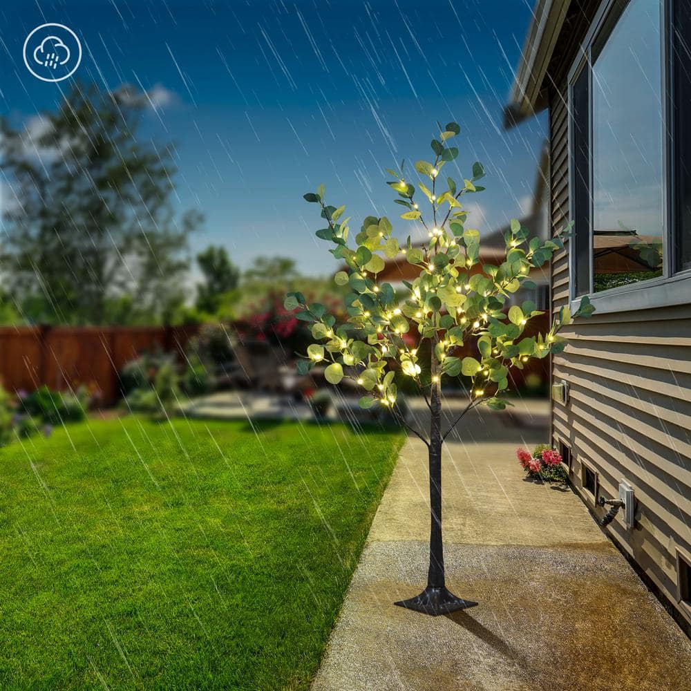 4 ft. Lighted Eucalyptus Warm White Tree Artificial Christmas Tree 126 Mini LED Artificial Tree Indoor Outdoor - Hercitys