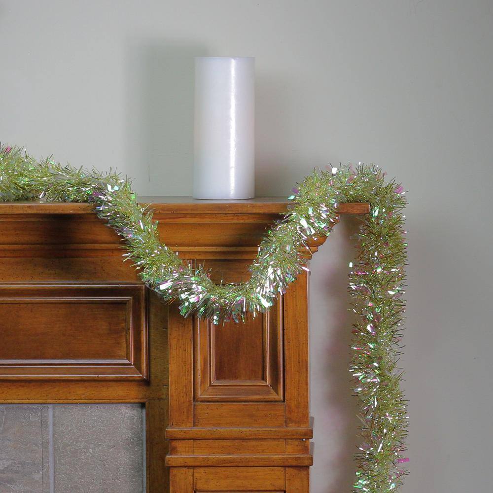 12 ft. Unlit Starburst Iridescent and Gold Christmas Tinsel Garland - Hercitys