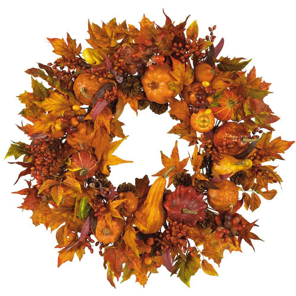 28in. Artificial Harvest Wreath - Hercitys