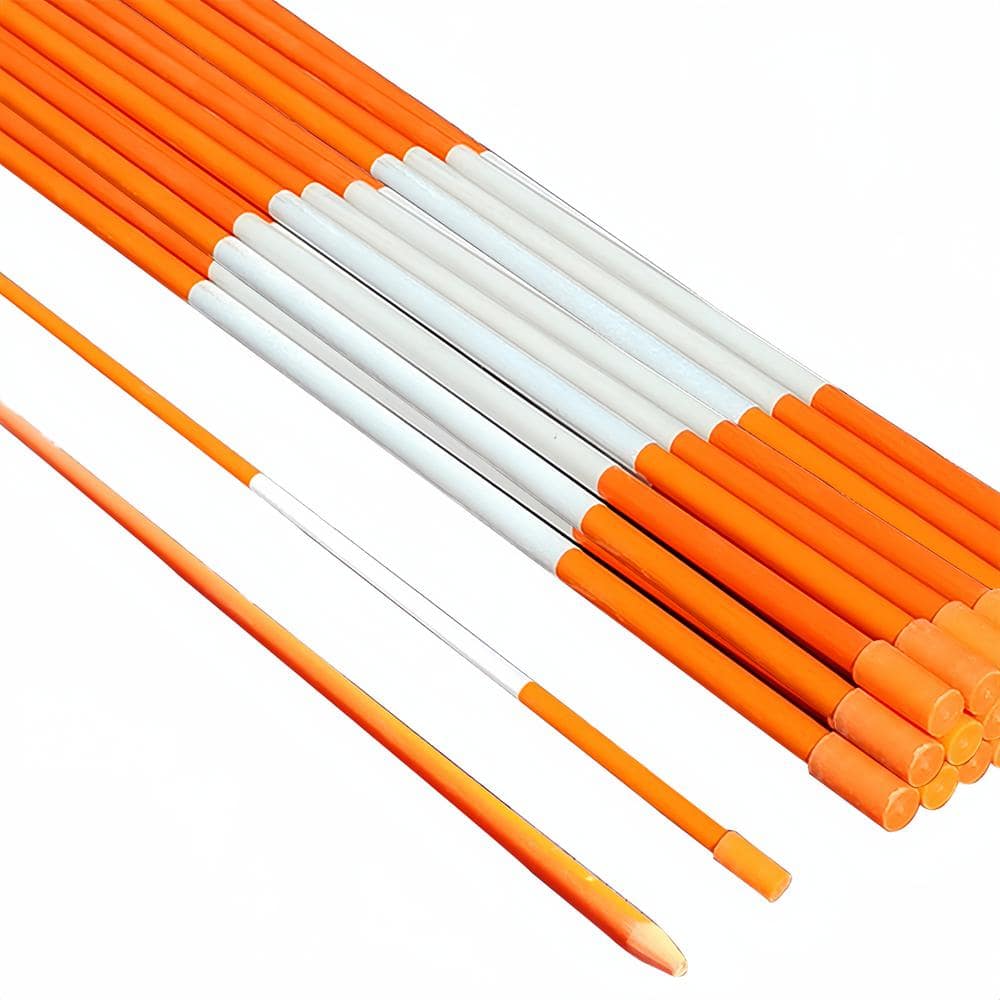 24 in. 1/4 in. Dia Driveway Markers Snow Poles Snow Markers Snow Stakes, Orange (20-Pack) - Hercitys