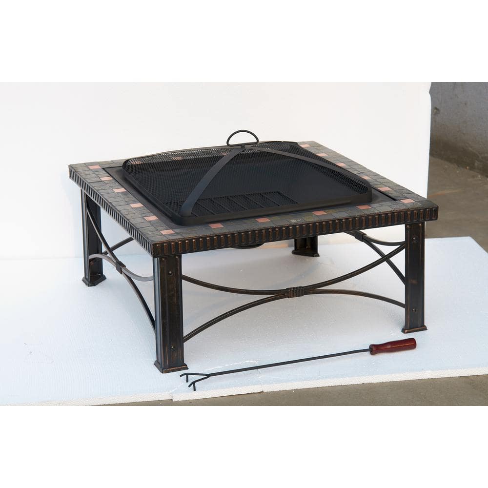 30 in. x 19.5 in. Square Slate Tile Fire Pit - Hercitys