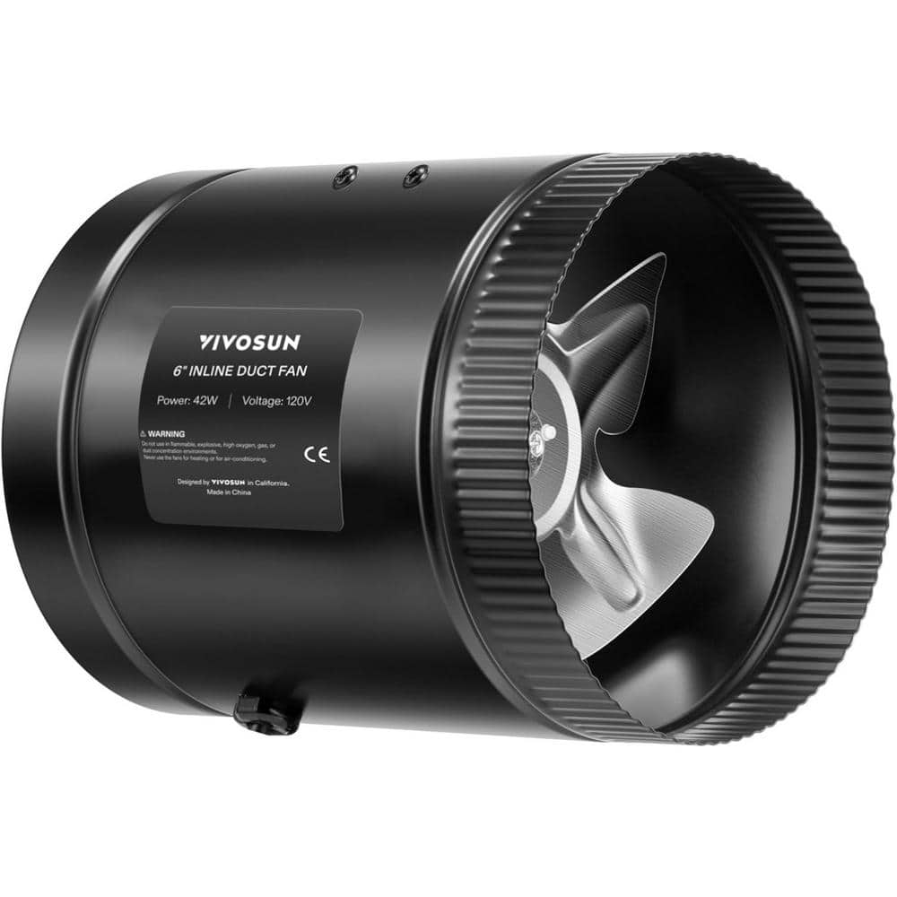 240 CFM 6 in. Inline Booster Duct Fan with Low Noise in Black - Hercitys