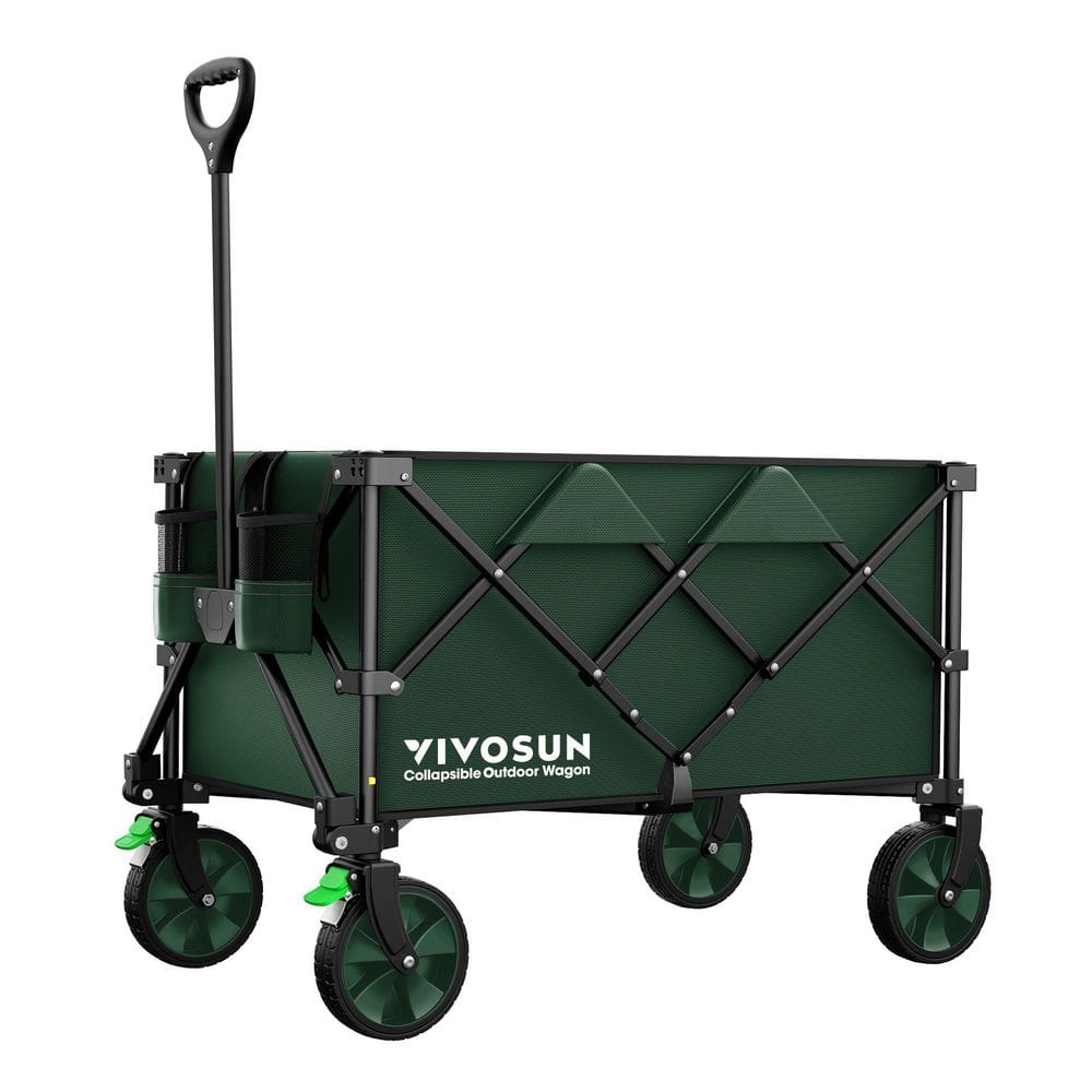 350 lbs. Load-Bearing 6.7 cu. ft. Collapsible Fabric Garden Cart with Universal Wheels and Adjustable Handle - Hercitys