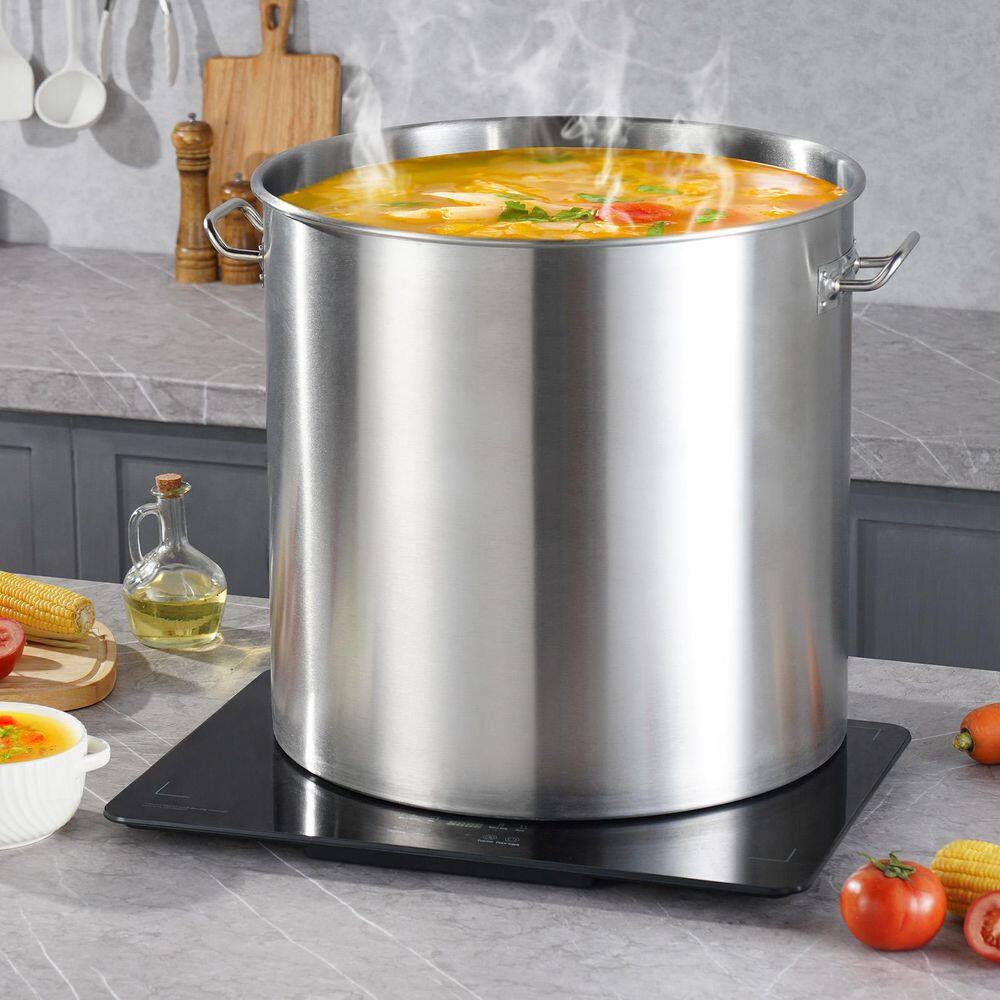 100 qt. Stainless Steel Stockpot, Heavy Duty Cookware with Basket, Lid & Handle, Commercial Grade - Hercitys