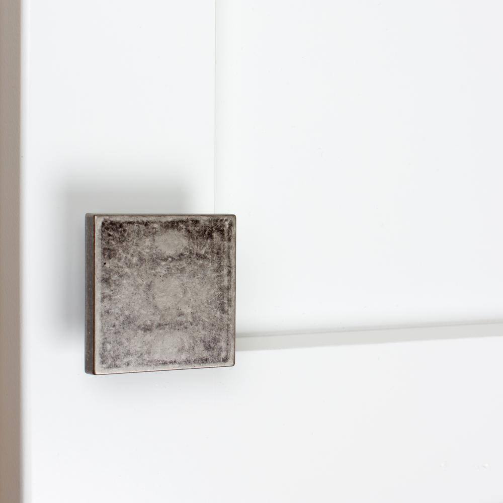 1-1/2 in. Weathered Nickel Thin Square Cabinet Knob (10-Pack) - Hercitys