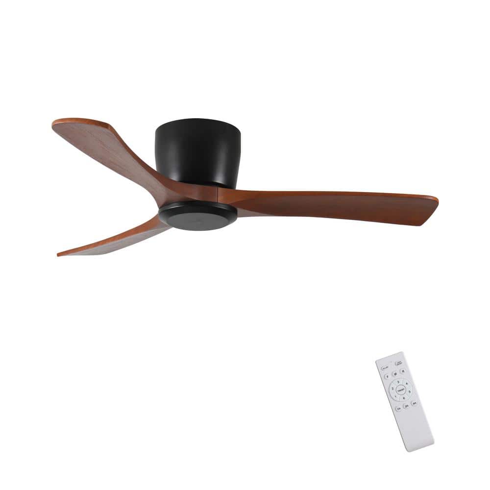 42 in. Flush Mount Ceiling Fan No Light with Remote Control, Noiseless Reversible DC Motor with Timer - Hercitys