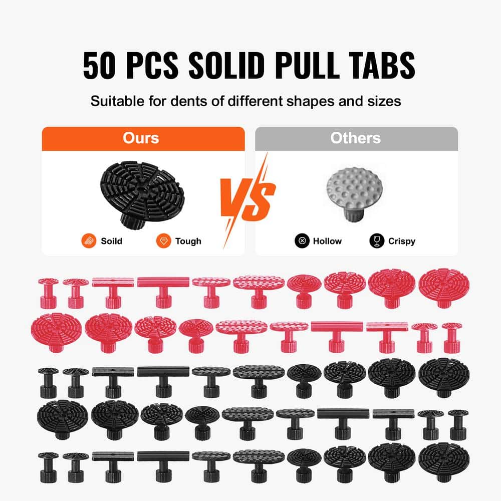 107-Pieces Dent Removal Kit, Paintless Dent Repair Kit with Golden Lifter, Bridge Puller, Slide Hammer T-bar Dent Puller - Hercitys