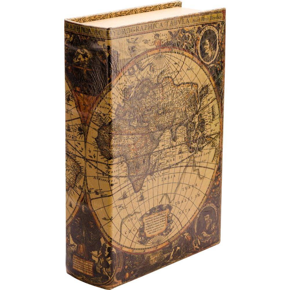 0.06 cu. ft. Antique Map Steel Book Lock Box Safe - Hercitys
