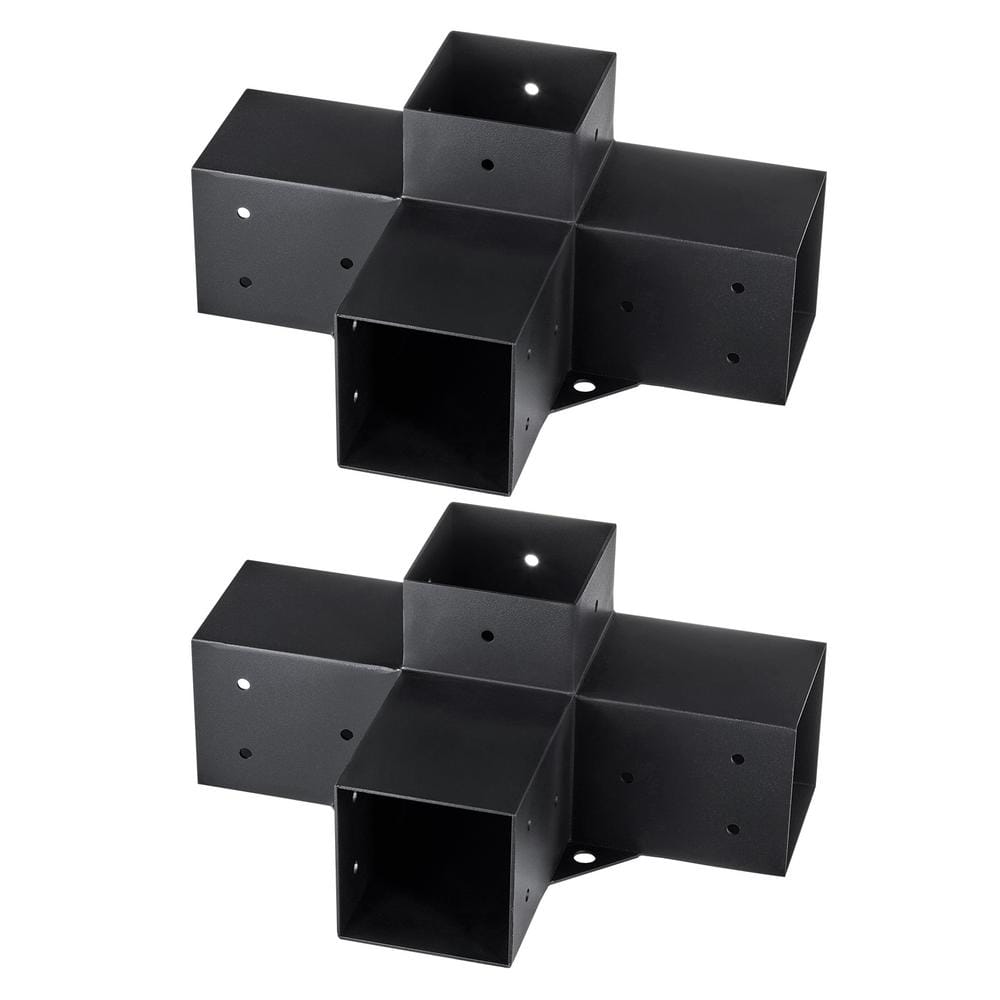 4 x 4 in. Pergola Bracket Kit, 2-Pieces Heavy Duty 4-Way Corner Bracket for DIY Woodworks, Easy Installation for Gazebos - Hercitys