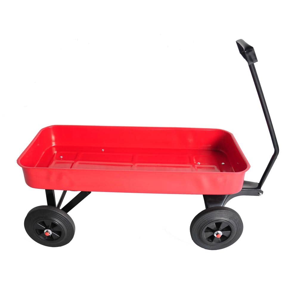 1.1 cu. ft. Red Steel Garden Cart, Cargo Wagon, - Hercitys