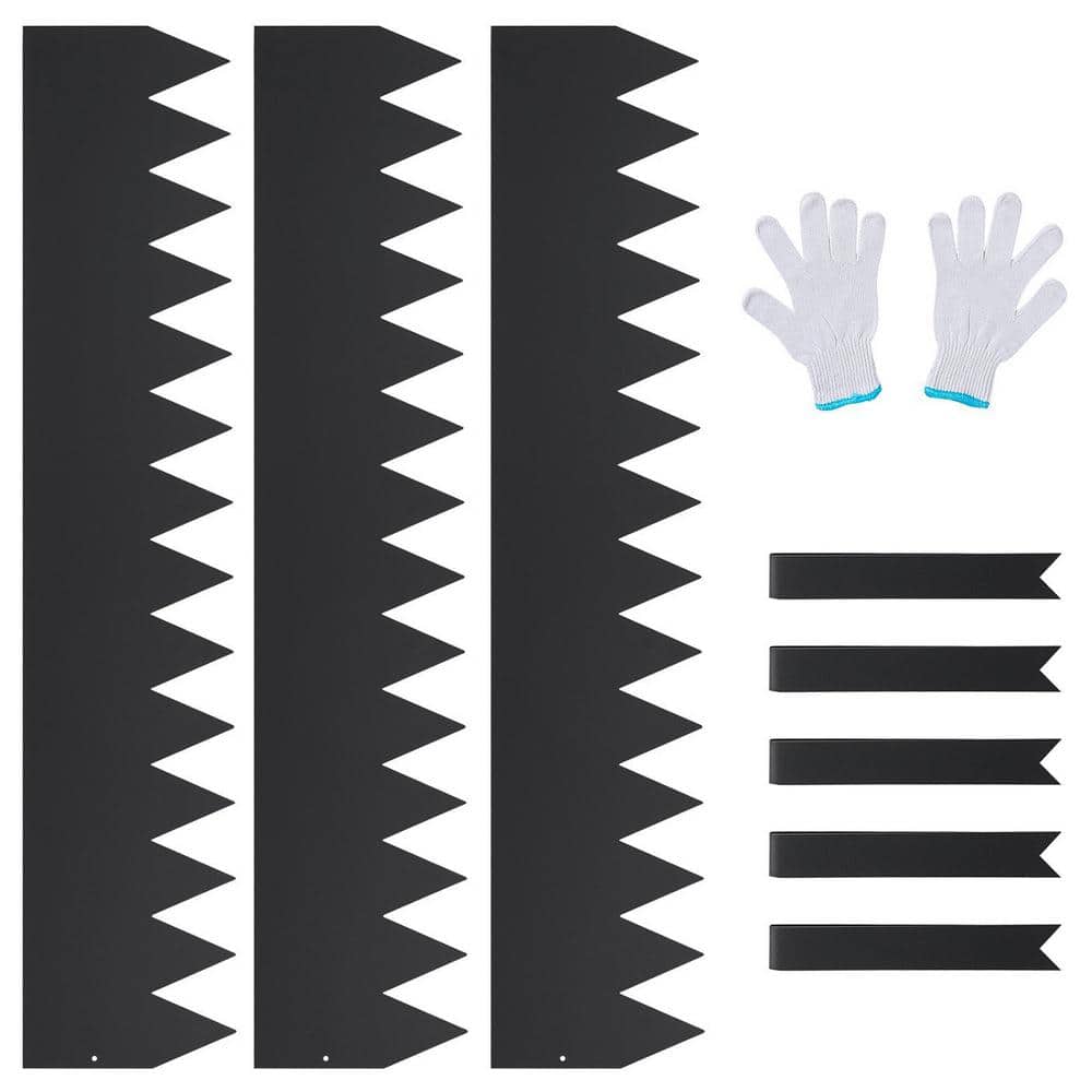 40 in. L x 8 in. W Black Steel Strips 3-Pack Garden Edging Borders Landscape Edging Hammer-in Edging Border with 5 Clips - Hercitys