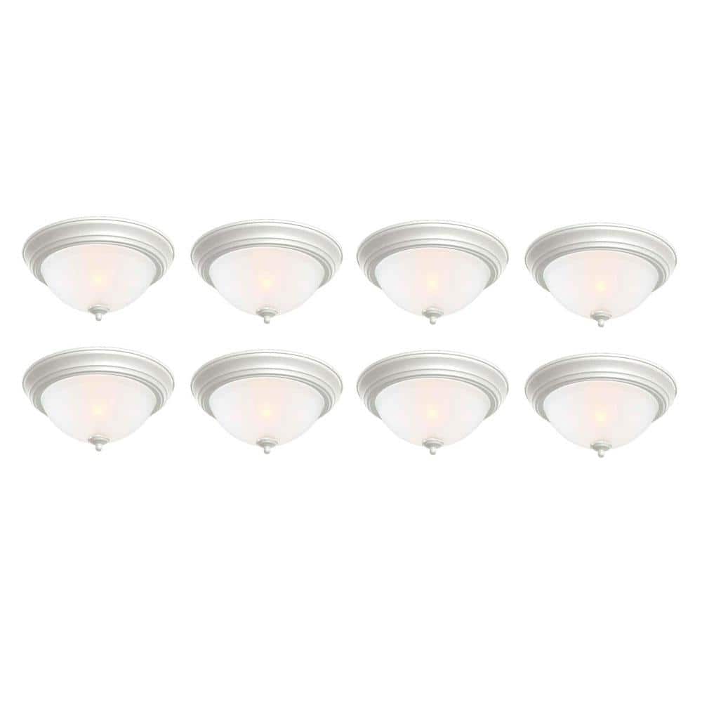 13 in. 2-Light White Flush Mount (8-Pack) - Hercitys