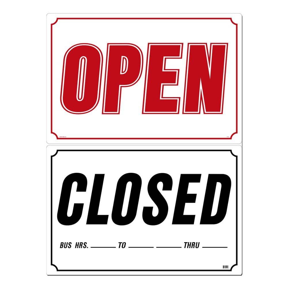 33 in. x 22 in. Open/Closed Sign Printed on More Durable, Thicker, Longer Lasting Styrene Plastic - Hercitys