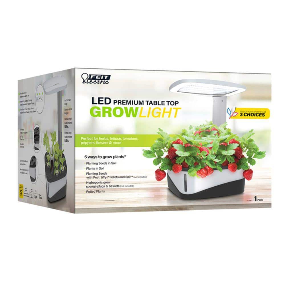 37-Watt White Indoor LED Gro-Watt Light Stand White Adjustable Light - Hercitys
