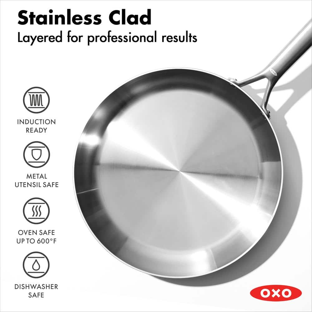 12 in. Stainless Steel Tri-Ply Mira Series Frying Pan - Hercitys