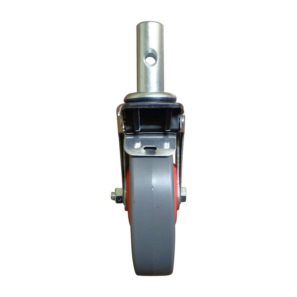 5 in. x 1-3/4 in. Caster Assembly Gray Polyurethane Flat Tread with Brake - Hercitys